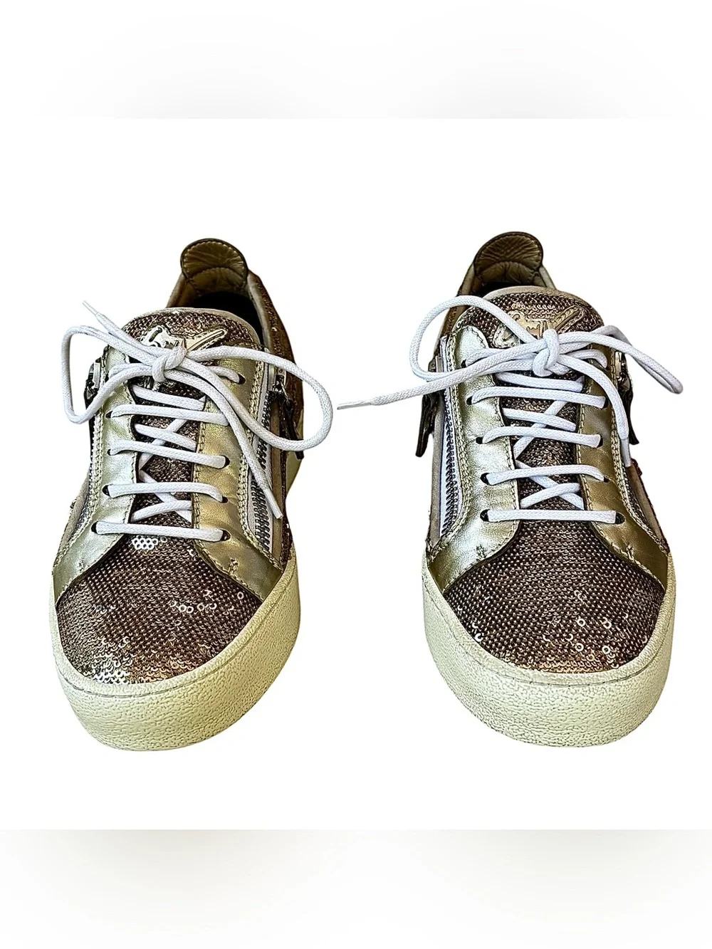 GIUSEPPE ZANOTTI “Gail” Gold Sequin Low Top Sneakers